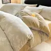 Juego de Ropa de Cama Simple de Vellón de Leche de Cuatro Piezas Invierno Coral Franela Funda Nórdica Sábana 2026 Nuevo Juego de Tres Piezas