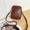 Bolsa Feminina de Couro Bovino Curtido Vegetal, Bolsa de Mão Feminina Versátil, Bolsa Saco Simples, Porta-Moedas para Celular, Couro Macio, Retrô e Prática