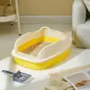 Caixa de Areia Gigante para Gatos, Tamanho Grande, Caixa de Fezes para Gatos com Entrada Superior à Prova de Salpicos, Vaso Sanitário para Gatos Semi-fechado, Caixa de Areia Aberta para Gatos