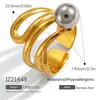Anillo de Acero Inoxidable Transfronterizo con Diseño Geométrico, Colores Contrastantes Dorado y Plateado, Líneas Circulares, Multicapa, Personalizable, Moderno, Joyería Chapada en Oro