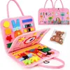 Tablero de aprendizaje de fieltro de dinosaurio Montessori, tablero ocupado, educación de la primera infancia, niños, rompecabezas de iluminación, tablero de educación temprana de fieltro, tablero de aprendizaje