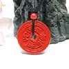 Colgante de Cinabrio Natural Genuino Bolsa de Dinero Arena Roja Bolsa de la Suerte Colgante Joyería Regalo de Año Zodiacal para Mujer Collar de Moda
