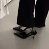 Primer Encuentro Jifa Sandalias Slip-on de Tira Trasera Baja Estilo Francés Punta Fina Hebilla Cruzada Versátiles Zapatos Individuales para Mujer