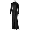 Ropa de Mujer de Comercio Exterior Europeo y Americano Atuendo de Temperamento de Lujo Ligero Vestido de Noche Nuevo Cuello Alto Manga Larga Lazos Vestido que Favorece la Figura