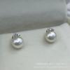 Pendientes de Perla Redonda Perfecta de Agua Dulce Sin Perlas Semilla Zhuji 7-9mm Alto Brillo Plata S925 Estilo Pestaña Modernos y Versátiles