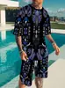 Conjunto de Camiseta y Shorts con Estampado Digital 3D de Letras Degradadas de Verano TEMU Conjunto de Dos Piezas con Patrón de Moda para Hombre