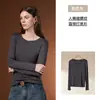 Camiseta de Manga Longa com Gola Alta Yu Zhaolin para Mulheres Outono Inverno Roupa Íntima Pode Ser Usada por Fora Slim Fit Manga Longa Gola Redonda Pequena Top