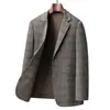 Terno casual para homens jovens e de meia-idade, blazer de malha xadrez Leishibert, jaqueta masculina versátil para primavera e outono, moderno