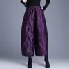 Pantalones de Talla Grande con Jacquard Estampado Estilo Chino, Pantalones Anchos Forma de Capullo para Mujer, Nuevos Pantalones Cálidos de Algodón Otoño e Invierno, Pantalones Cropped Florales Casuales