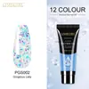 Pegamento para extensión de arte de uñas de cristal de 15ML, sin papel, modelo de extensión de dedo de uña, pegamento de color, 24 colores en stock, suministro de pegamento para esmalte de uñas