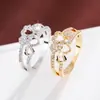 Anillo Hueco Corazón a Corazón Estilo Chanel Transfronterizo, Moderno y Exquisito, Versátil, Anillo de Cobre Puro para Mujer, Venta Directa del Fabricante