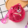 Bolsa de moedas de urso de ameixa de grama de pelúcia de desenho animado fofa torcida com medo de cachorro Boneca Boneca bolsa pingente bolsa de fone de ouvido presente