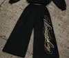Sudadera americana de calle transfronteriza de corte holgado con estampado de letras de espuma, versátil y elegante, pantalones casuales unisex de pierna ancha