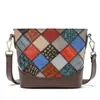 Bolsa Feminina Transfronteiriça Nova Costura Bolsa Tote Couro Genuíno Bolsa Pequena Simples Couro de Vaca Diamante Boêmia Bolsa de Ombro Transversal