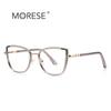 Nuevos lentes transfronterizos anti-luz azul 3131 montura de metal TR con textura de anillo, estilo europeo y americano para fotos callejeras, espejo plano decorativo sencillo