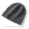 Gorro de Punto Grueso Cálido para Exteriores Unisex de Cachemira Otoño Invierno Color Sólido Casual con Puño