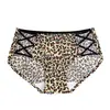 Tao Nai'Er Plus Size Sexy Leopardo Vazado Tanga Shorts, Lingerie Sedutora Apaixonada e Quente