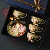 Conjunto de Xícara e Pires para Café em Porcelana Óssea Estilo Europeu Cerâmica de Alto Valor Vintage Britânico Conjunto de Chá para Chá da Tarde Caixa de Presente