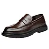 Zapatos Casuales de Cuero Negros para Hombre Nuevos Transpirables Formales de Negocios Mocasines Slip-on Zapatos Lazy Bean
