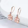 Aretes de Gancho Clásicos de Trébol de Cuatro Hojas de la Suerte para Mujer en Plata de Ley 925 Estilo Nuevo Frescos Simples Modernos Estilo Coreano Elegantes Joyas para Orejas
