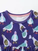 Vestido de manga corta para niña, estilo europeo y americano, estampado, cuello redondo, falda infantil, tejido de algodón, moda infantil.