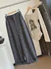 Moda Retro Estampado de Leopardo Mezcla de Lana Pantalones de Navaja Torcida para Mujer 2026 Otoño Invierno Nuevos de Cintura Alta Sueltos Adelgazantes Casuales de Pierna Ancha Largos
