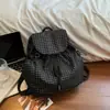 Mochila casual artística em lona estilo japonês, mochila escolar plissada com cordão fashion, mochila simples de tecido de nylon de grande capacidade