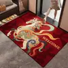 Nuevo felpudo de estilo chino con estampado colorido y temática de ovejas, con base roja, que incluye un mensaje de bienvenida en inglés, adecuado para uso doméstico, entrada, a prueba de polvo, resistente al desgaste y festivo para la puerta principal