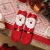 Calcetines cruzados de otoño e invierno para mujer, calcetines navideños gruesos de coral, calcetines de piso de tubo medio para mujer, calcetines de dormir de dibujos animados 3D