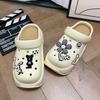 Sapatos de furo elevado impressos EVA transfronteiriços Roupa de verão feminina Sandálias de praia antiderrapantes de plataforma grossa de 6 cm