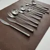 Cuchillo y Tenedor Retro Antiguo Japonés para Bistec Acero Inoxidable 304 Cuchillo Tenedor de Postre Ins Cuchara Tenedor de Fruta Vajilla Mate Cuchara