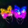 Nova tiara de orelhas de coelho com penas alongadas, adorno de cabeça com 14 luzes, orelhas de coelho luminosas, fornecimento para barraca de brinquedos infantis em feira noturna