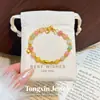 Joyería Vintage Colorida de Piedras Naturales Pequeñas para Mujer, Pulsera Hecha a Mano de Cuentas Color Caramelo con Peces Pequeños, Regalo 520