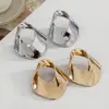 Pendientes Huecos Geométricos Irregulares Exagerados Transfronterizos Europeos y Americanos, Pendientes Plegados de Gama Alta, Accesorios para Orejas de Diseño de Nicho