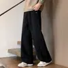 Calça Casual Grossa para Homens Shanggu, Veludo Boa de Peso Pesado, Calça Reta Solta com Design Patchwork e Forro de Lã.