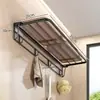 Artefacto de Almacenamiento de Ropa para Baño Estante Plegable sin Taladro para Toallas para Ducha Estante de Almacenamiento de Toallas para Baño