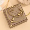 Moda 18K ouro e titânio aço brincos pingente brincos longos personalidade simples esferas contas retro todos-combinar acessórios de deslocamento