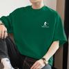 Camiseta masculina de algodão pesado americano 260g, manga curta, gola redonda, solta, com estampa de letras, camiseta de meia manga