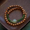 Pulsera de Sándalo Indio Antiguo de Montaña Natural de 8 mm de Dos Círculos Estilo Simple con Cuenta Redonda de Jaspe Pulsera de Sándalo para Mujer