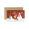 Cartão de felicitações criativo fofo de desenho animado para crianças de Natal com douramento Cartão com mensagem de bênção de Natal Papai Noel boneco de neve