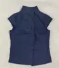 Camisa de Vestir Elegante de Color Sólido Versátil de Manga Larga con Cuello Alto y Raya Estilo Francés Doble Botonadura de Verano