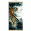 M58 Tigre Imagen Tigre Feroz Descendiendo Montaña Tigre Feroz Ascendiendo Montaña Sala de Imágenes Entrada Estudio Rollo Pintura Decorativa