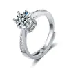 TikTok Mesmo Estilo Novo Anel Mosan Coroa Feminino Estilo Coreano Moda Anel Aberto Distintivo com Diamante para Casal Venda ao Vivo