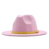 Sombrero de Sol para Exteriores Clásico Fieltro Fedora Ala Ancha Moda Sombrero Jazz con Hebilla de Cinturón