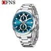 Reloj de Negocios Ofns para Hombre con Correa de Acero Cronógrafo de Seis Manecillas Calendario Casual Reloj de Cuarzo Luminoso Resistente al Agua Reloj con Patrón de Sol