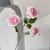 3 Rosas Artificiales de Montaña Nevada de Bulgaria para Decoración del Hogar, Arreglos Florales y Decoraciones de Mesa de Comedor, Muy Realistas