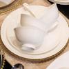 Juego de Vajilla de Cerámica Blanco Puro de Jingdezhen Lujo Accesible Europeo Normcore Combinación de Plato y Plato Juego Completo Caja de Regalo Porcelana de Alta Temperatura