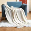 Manta de Punto Acrílico de Color Sólido 2026 Chal para Aire Acondicionado de Dormitorio Manta para Siesta Manta Decorativa Casual para el Pie de la Cama