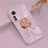Adequado para Xiaomi 12lite-6D Edição Japonesa Capa de Celular com Suporte de Argola de Silicone Galvanizado Desenho Animado de Astronauta K40S