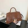 Bolsa Reloj de Arena para Mujer 2023 Nueva Moda Transfronteriza Patrón de Cocodrilo Color Sólido Bolso de Mano Bolso Cuadrado Pequeño Bolso Elegante de Hombro Único Cruzado